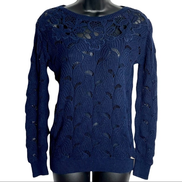 𝅺roberto VERINO Knit Sweater in Navy Blue Size 10 - Picture 1 of 6